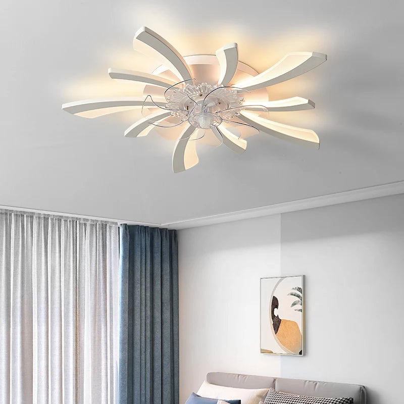 Busmos Fan LED Pendant Lamp Modern LED Pendant Lamp For Living Room, Bedroom, Studio Fan LED Pendant Lamp Dimmable White - vue 4 sur 9