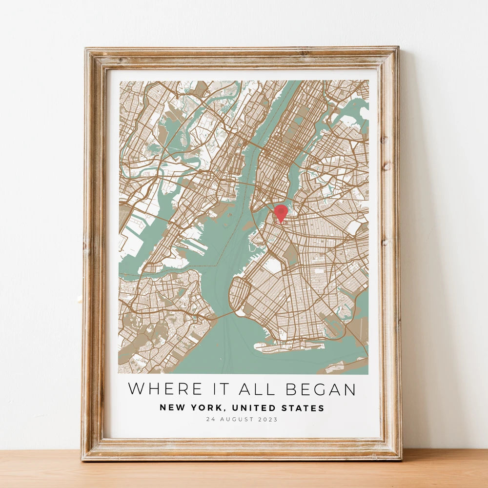 carte de ville personnalisée pour un cadeau romantique unique - vue 2 sur 7