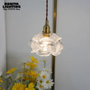 suspension rétro en verre pétales design fait main