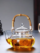 theiere verre poignee bambou tasses infusion pu erh