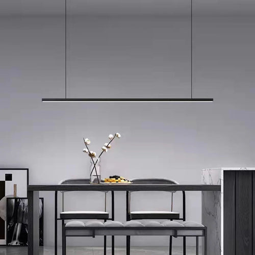 Minimalist LED chandelier with adjustable wire and copper body - vue 3 sur 10