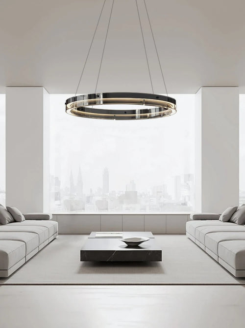 Modern Italian minimalist circular glass pendant light - vue 3 sur 11
