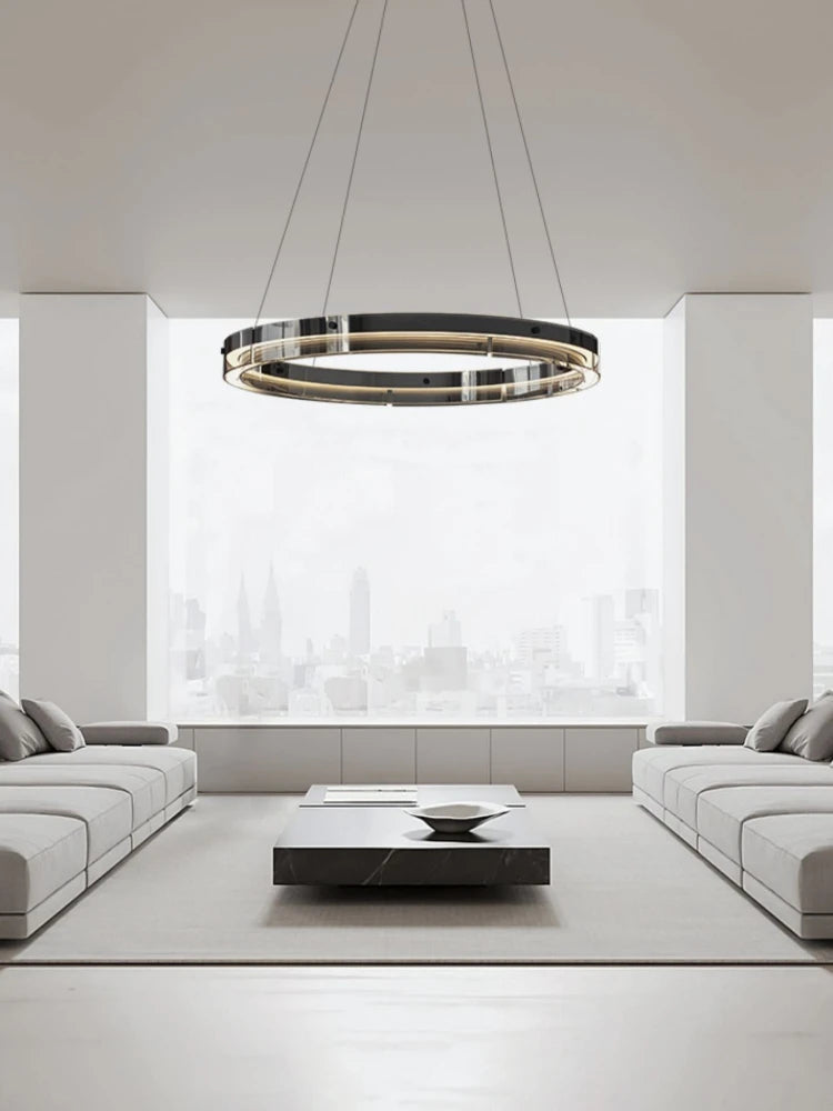 suspension circulaire en verre design moderne et minimaliste - vue 3 sur 11