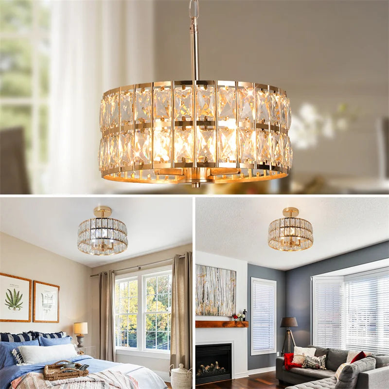 lustre de luxe en cristal suspendu pour décoration maison - vue 5 sur 12