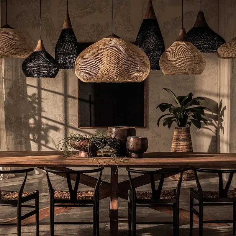 Suspension vintage d'Asie du Sud-Est Lampes en rotin de haute qualité Salon Restaurant Cuisine Luminaires Loft Luminaires - vue 7 sur 21