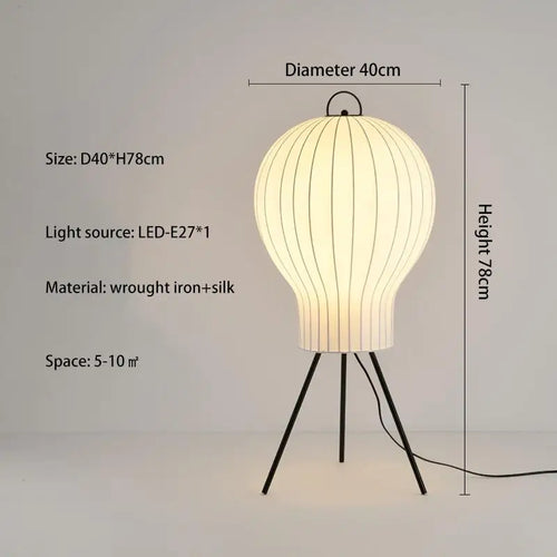 lampadaire en soie japonaise design wabi sabi pour décoration intérieure créative