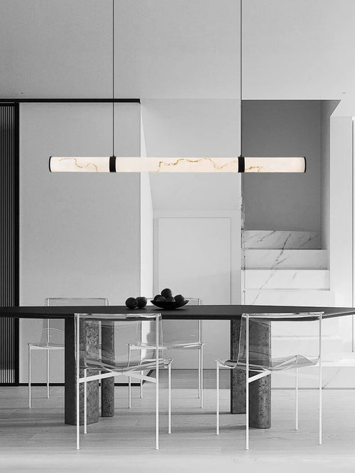 Modern Minimalist All Copper Light Luxury Resin Dining Table Island, High-end Long Strip Straight Line Lighting Decorative Lamp - vue 4 sur 12