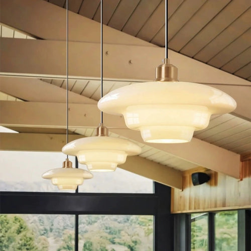 Minimalist glass chandelier for modern interior decor - vue 4 sur 9