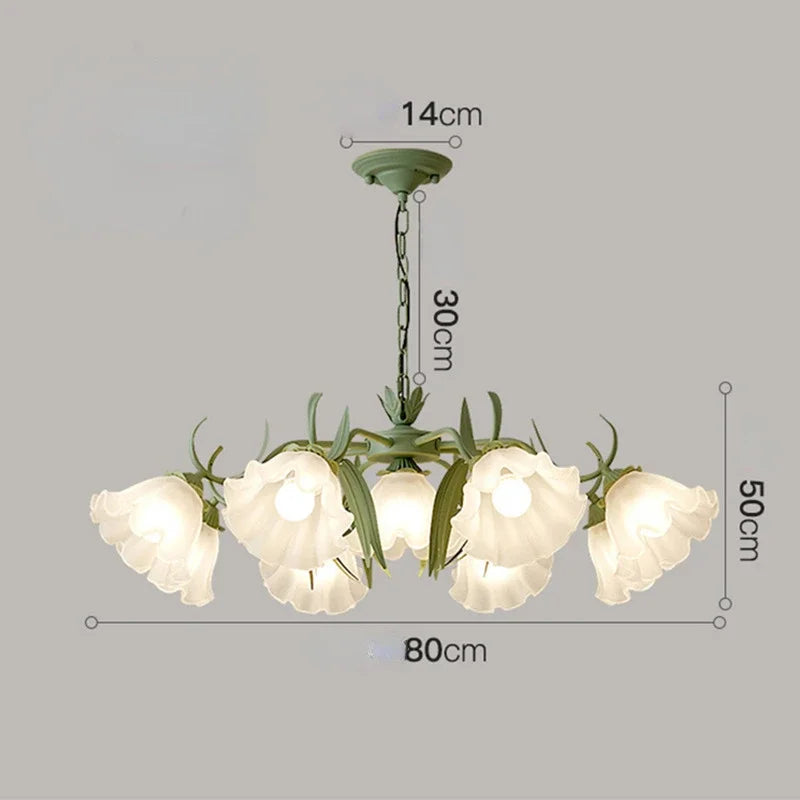 lustre à la française en verre avec fleurs style muguet - vue 10 sur 10