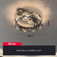 lustre moderne en acier inoxydable chrome avec éclairage en cristal