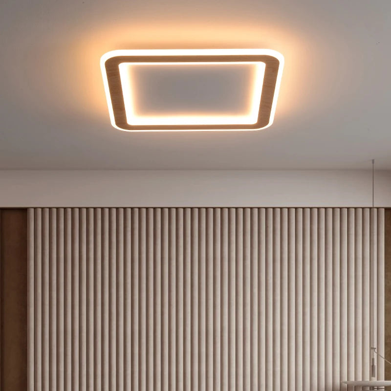 plafonnier led ultra-mince bois massif style nordique moderne 2022 - vue 4 sur 12