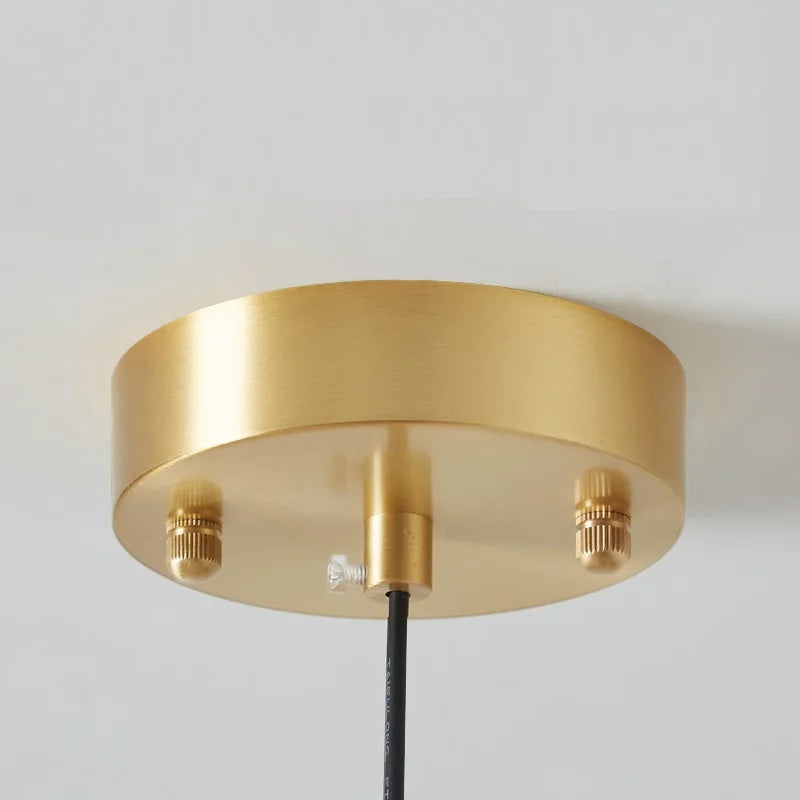 Suspension bauhaus LED en verre et métal doré - vue 5 sur 20