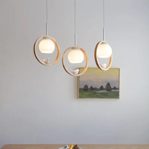 suspension modernes en bois avec led intégrée