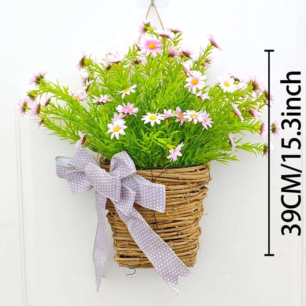 panier de fleurs artificielles couronne de printemps pour décoration de Pâques - vue 7 sur 10
