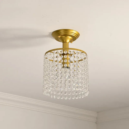 Lustre LED cristal verre doré