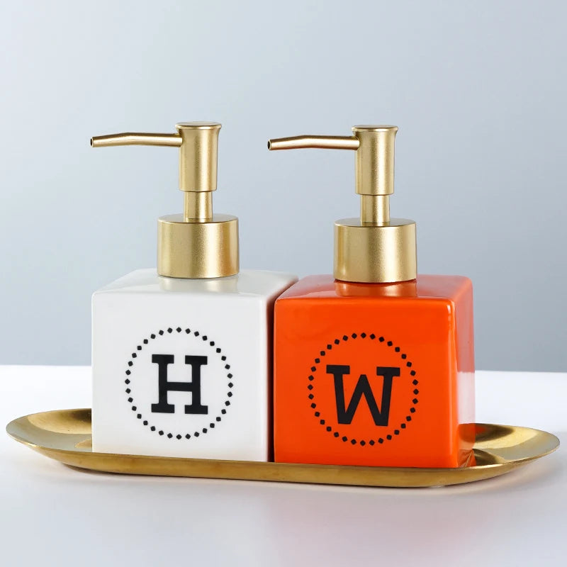 WHYOU Cermic Separate Shampoo Shower Gel Bottle, Liquid Soap Dispensers, Emulsion, Latex Hand Wish Bottles, Bathroom Accessories - vue 18 sur 18