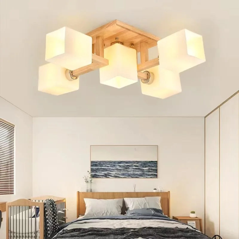 Plafonnier design en bois style japonais - vue 3 sur 10