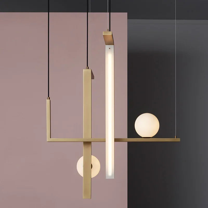 Nordic Minimalist Geometric Chandelier Glass Magic Beans Chandelier Living Room Dining Room LED Decorative Combination Lamps - vue 4 sur 13