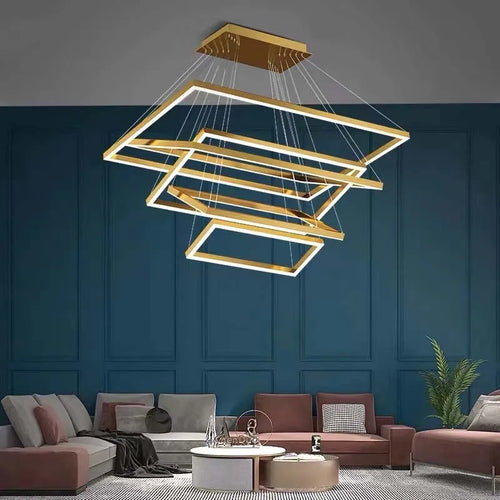 lustre led moderne salon maison plafond luxe intérieur - vue 3 sur 17