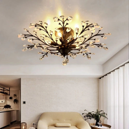 Vintage bougie suspension nordique LED lustre en cristal pour salon chambre cuisine Villa hôtel Hall luminaire - vue 7 sur 17