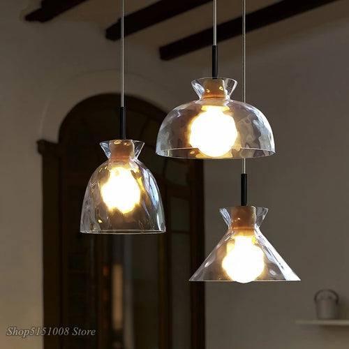 lampe suspension led japonaise bois verre décor luminaire