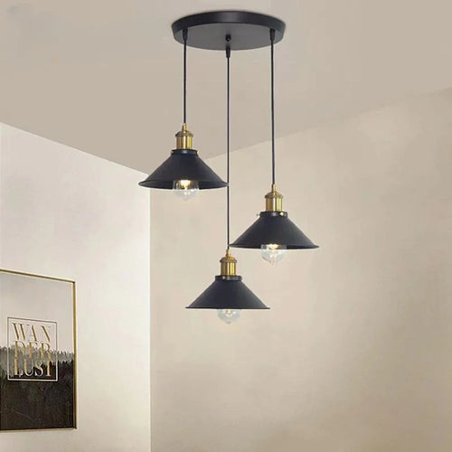 Suspension LED conique industrielle en métal - vue 2 sur 7