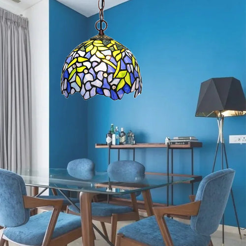 Tiffany suspension vitrail glycine abat-jour suspension salon hôtel Villa rétro Art créatif suspension - vue 4 sur 10