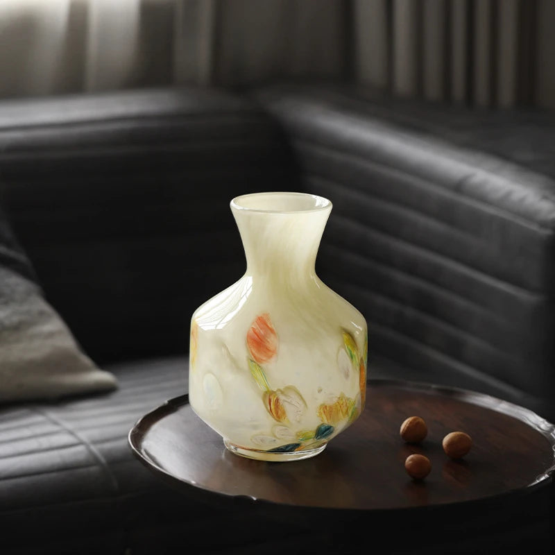 vase en verre imprimé motif floral pour décoration et terrarium - vue 2 sur 8