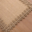 Chemin de table macrame beige rustique boheme franges