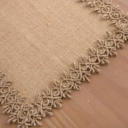 Chemin de table macrame beige rustique boheme franges - vue 8 sur 7