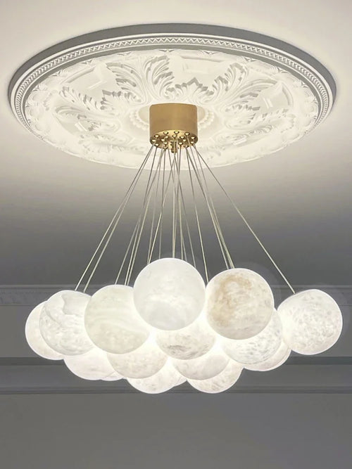lustre en cuivre de luxe avec marbre naturel espagnol pour décoration moderne - vue 2 sur 7