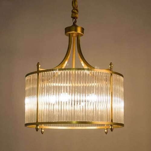 lustre moderne en cuivre avec tubes de verre 2 modèles disponibles - vue 6 sur 12