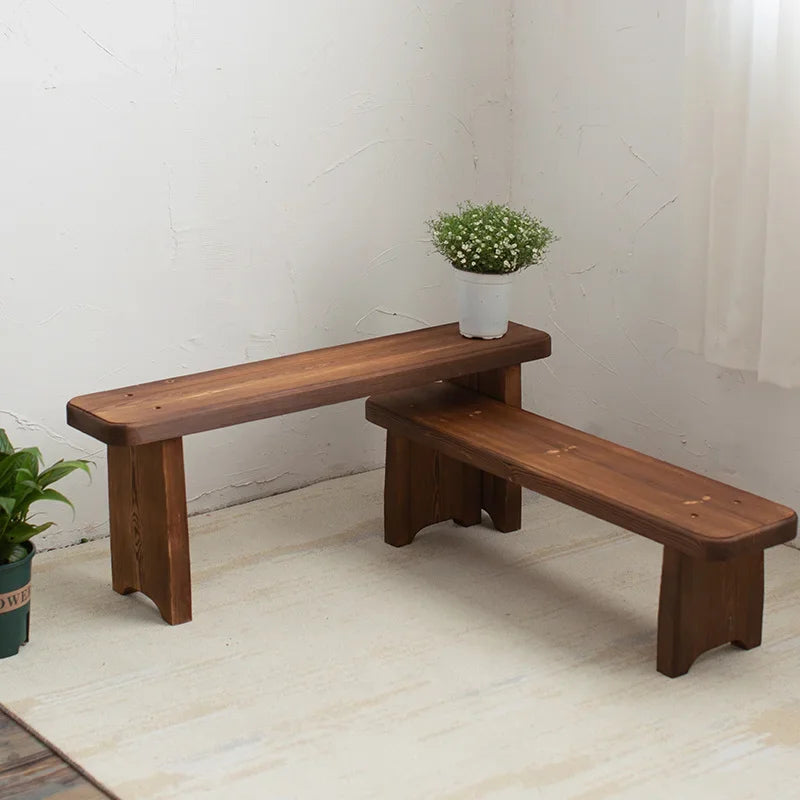 Wood Change Shoe Stool – Outdoor Courtyard Long Bench, Kitchen Dining Stool, Hallway Furniture for Home, Entryway Shoe Bench - vue 3 sur 6