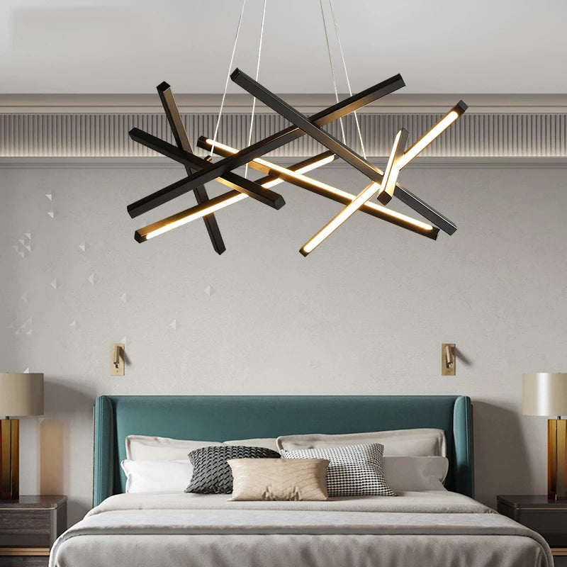 Lustre LED nordique adapté au salon - vue 5 sur 9