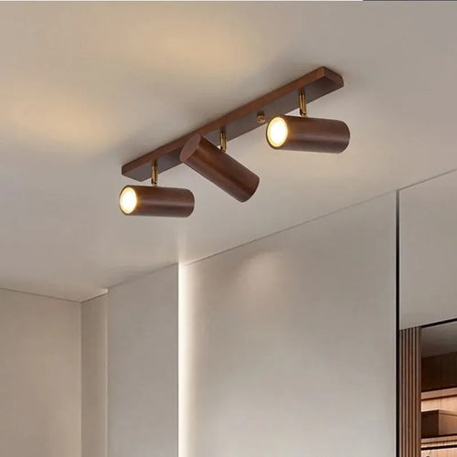 Applique murale LED nordique originale en bois multi-angle réglable projecteur pour chambres salons étude Den éclairage Luminaire - vue 4 sur 12