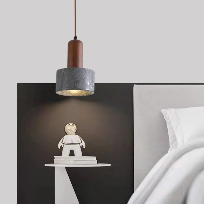 lampe suspendue moderne en pierre naturelle et bois pour bar