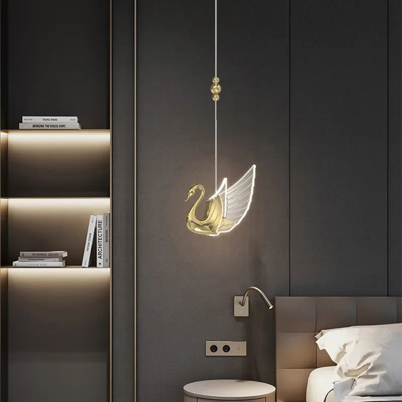 Suspension LED en forme de cygne - vue 3 sur 7