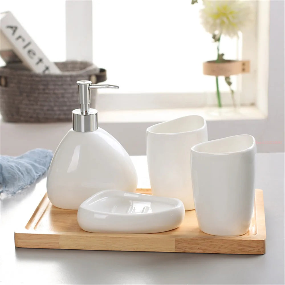 distributeur de savon en céramique pour salle de bain nordique - vue 3 sur 9