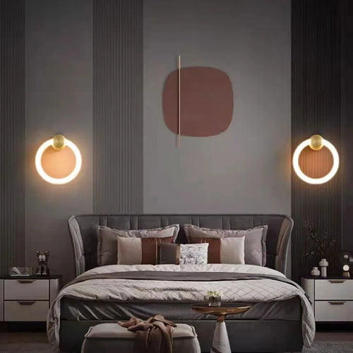 applique murale led moderne en laiton avec anneau acrylique gradable