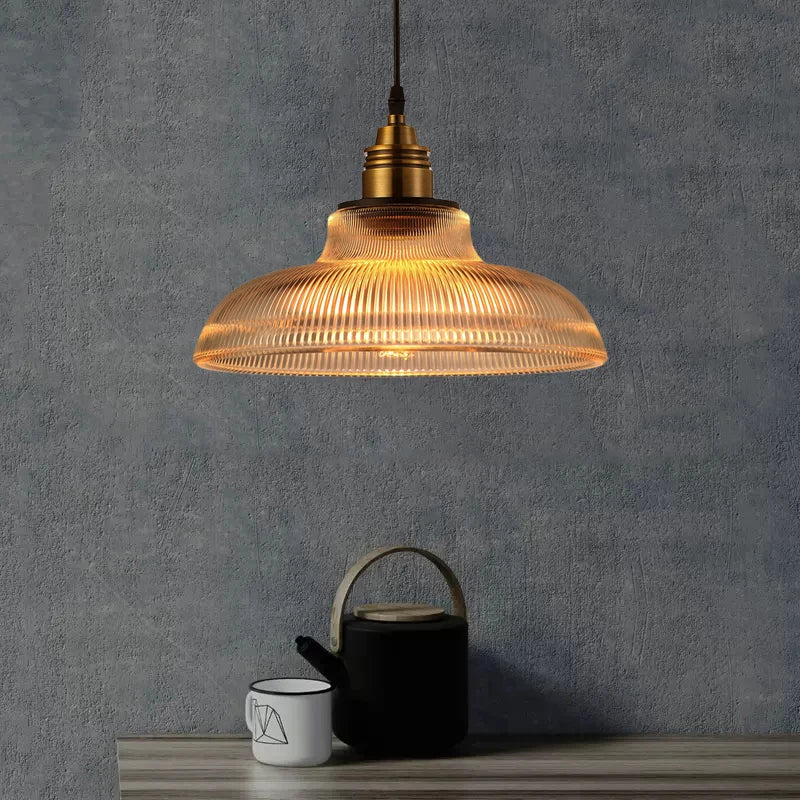 suspension Creative vintage rayure pot couverture verre lumières américain salon lampe Simple Restaurant Bar lampe LED E27 lumière - vue 5 sur 10