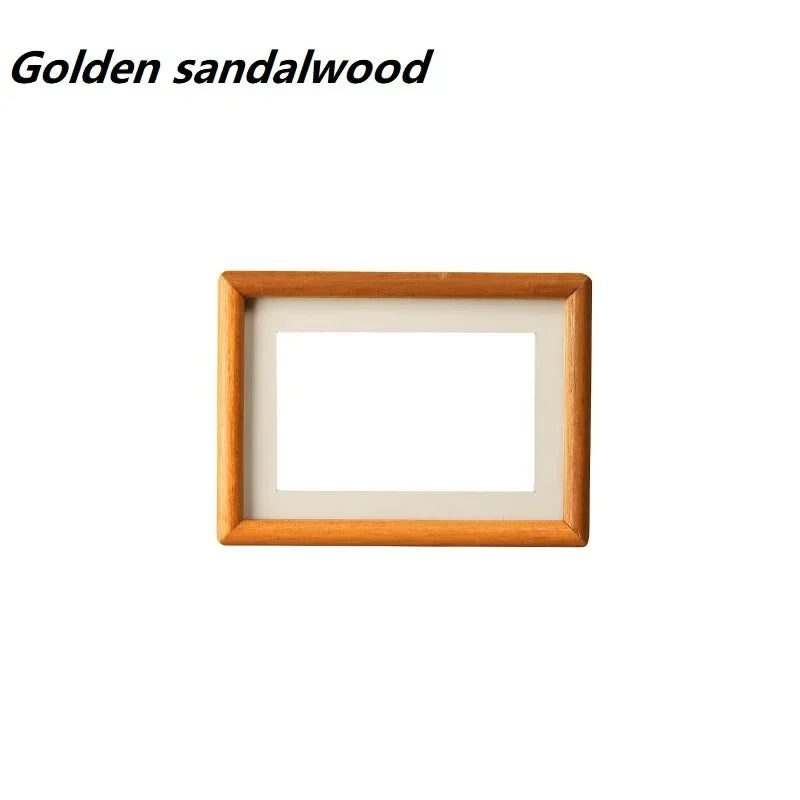 Solid Wood Round Corner Picture Frame, Walnut and Golden Sandalwood, Minimalist Design, Tabletop, Home Decor - vue 11 sur 17