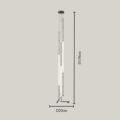 lustre moderne en bambou fer et silicone avec lumières led - vue 12 sur 17