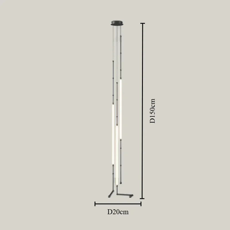 lustre moderne en bambou fer et silicone avec lumières led - vue 11 sur 17
