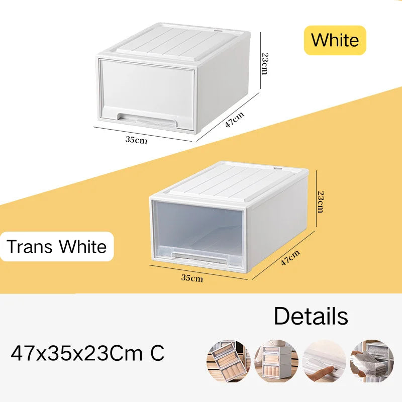 tiroirs empilables en plastique transparent pour rangement pratique - vue 12 sur 48