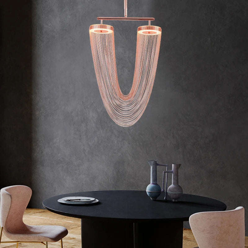 lustre art déco led dimmable en aluminium doré design élégant moderne - vue 5 sur 21