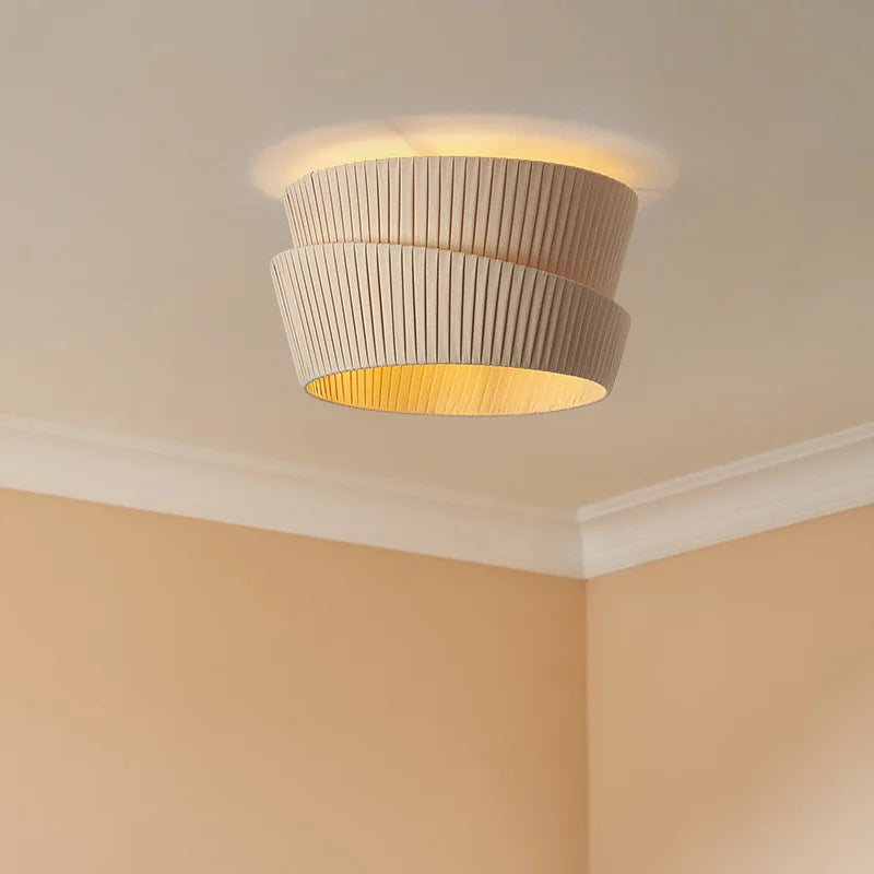 lustre minimaliste en tissu fait main style wabi sabi - vue 5 sur 14