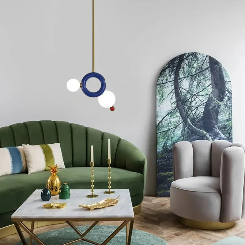 suspension anneau métallique art déco pour - vue 4 sur 7