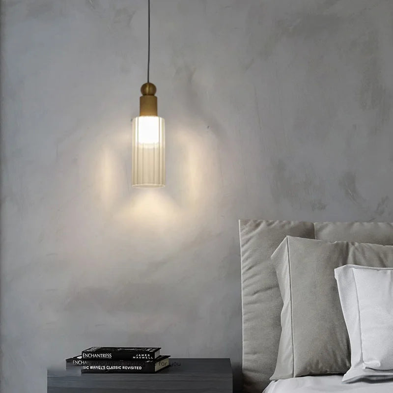 suspension moderne en verre et cuivre avec 3 cordons interchangeables - vue 5 sur 8