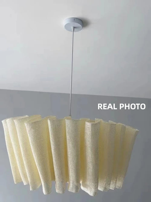 Nordique Vintage Wabi Sabi vent fait à la main tissu Led lustre B &amp; B éclairage intérieur salle à manger Bar chambre chevet suspension lumières - vue 6 sur 10