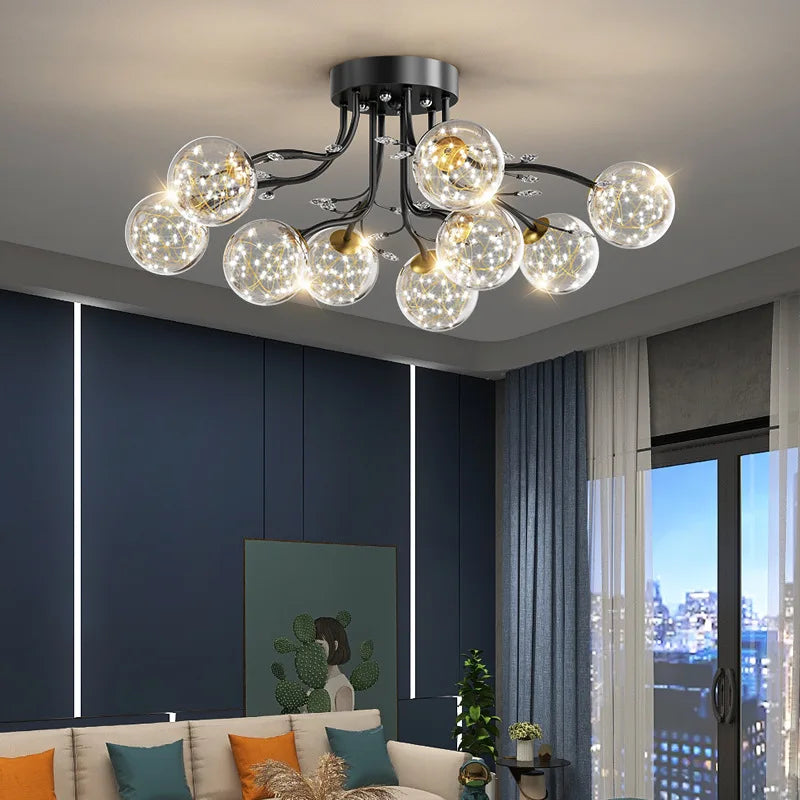 lustre à led en verre bulles design moderne et élégant - vue 5 sur 18